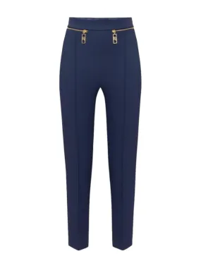 Pantalon droit en crêpe bleu femme Elisabetta Franchi - PA03646E2 B75