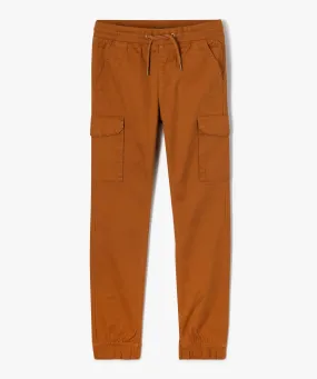 pantalon en toile coupe jogger slim garcon orange pantalons