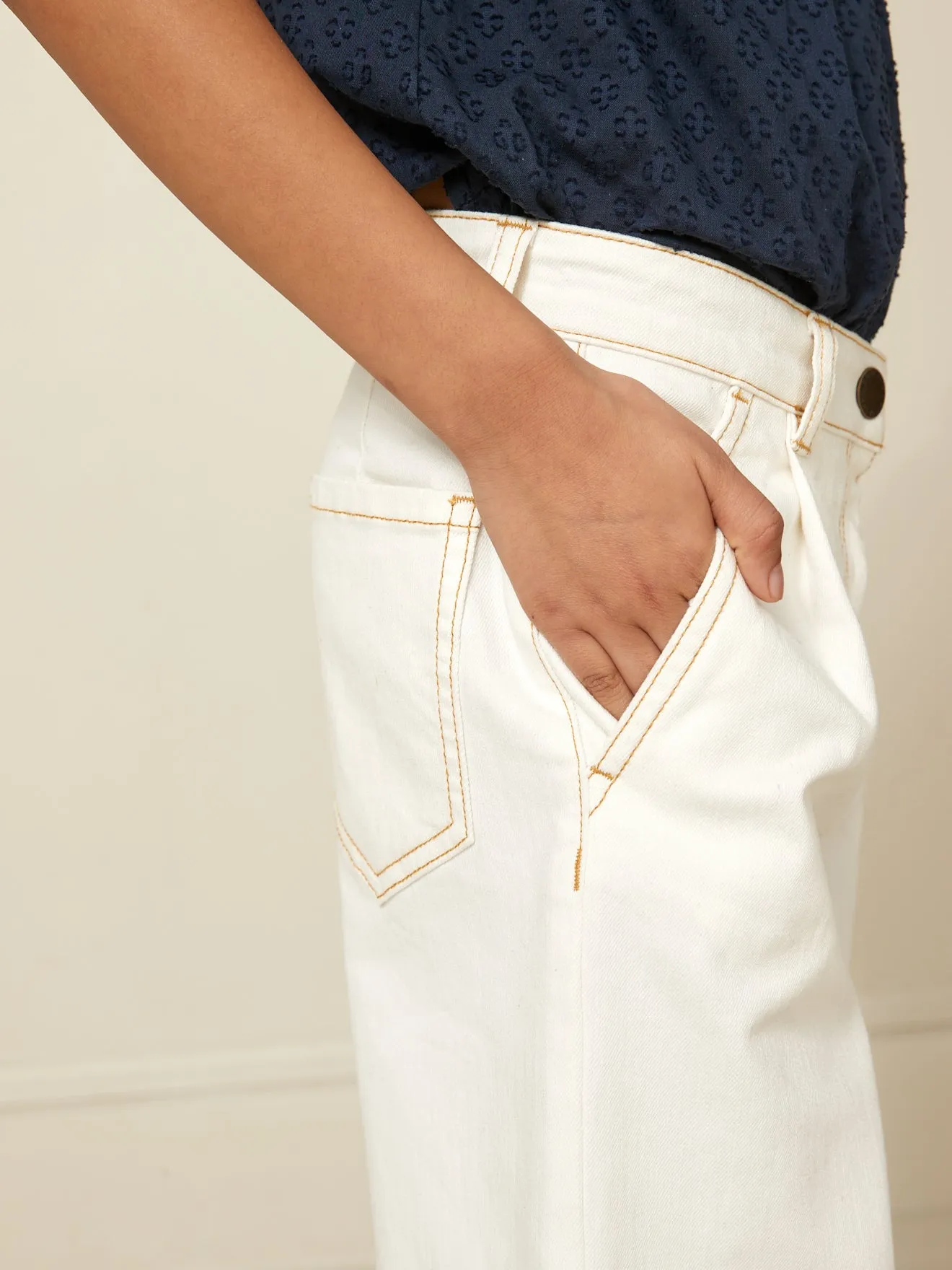 Pantalon Fille large en denim