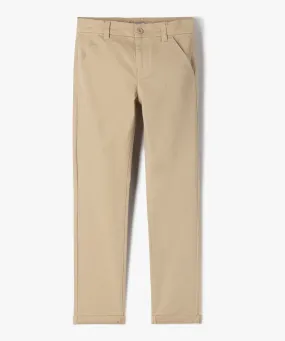 pantalon garcon chino uni a revers beige pantalons