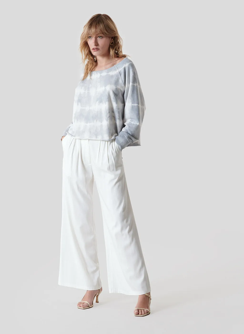 Pantalon Haja ivoire en sergé de viscose