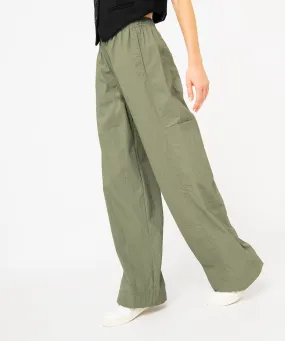 pantalon large en toile de parachute femme vert pantalons