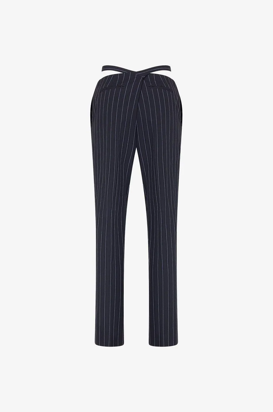 Pantalon milleraie slim à taille déstructurée Long Pants