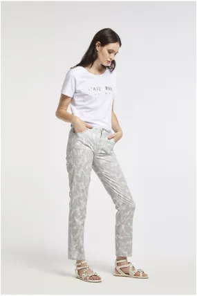 pantalon slim imprimé en tissu de coton stretch multigray camouflage - CafèNoir