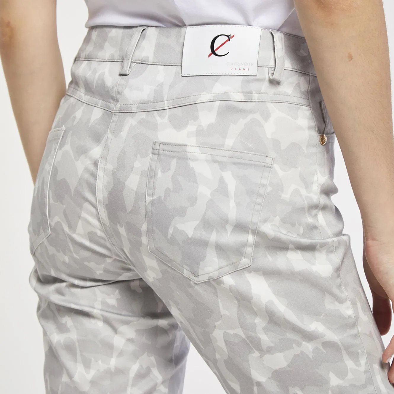 pantalon slim imprimé en tissu de coton stretch multigray camouflage - CafèNoir