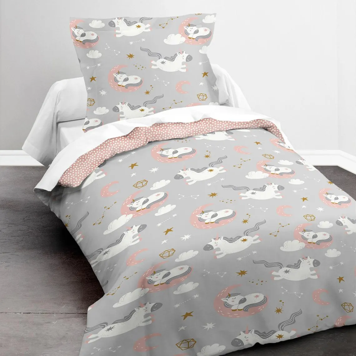 Parure Enfant Grise 140X200 Imprimé SLEEPY | 3 Suisses