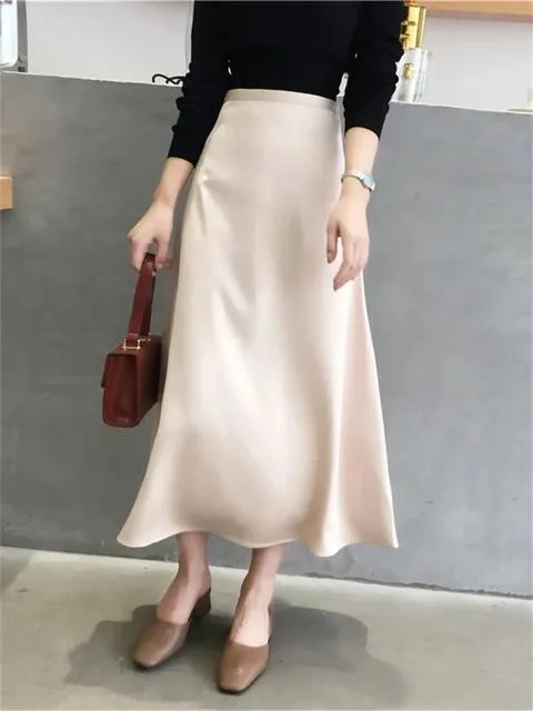 Pearl - Jupe midi en satin