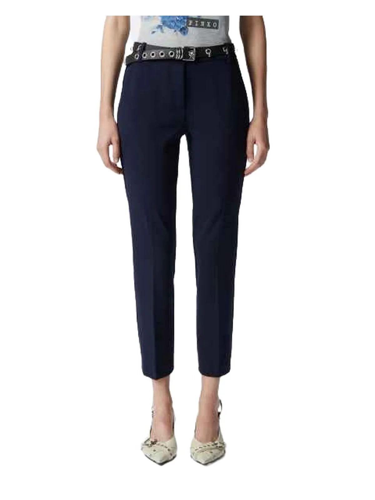 PINKO Pantalon Femme Bello Tissu Stitch Pantalon 100155-A24D G02 Bleu