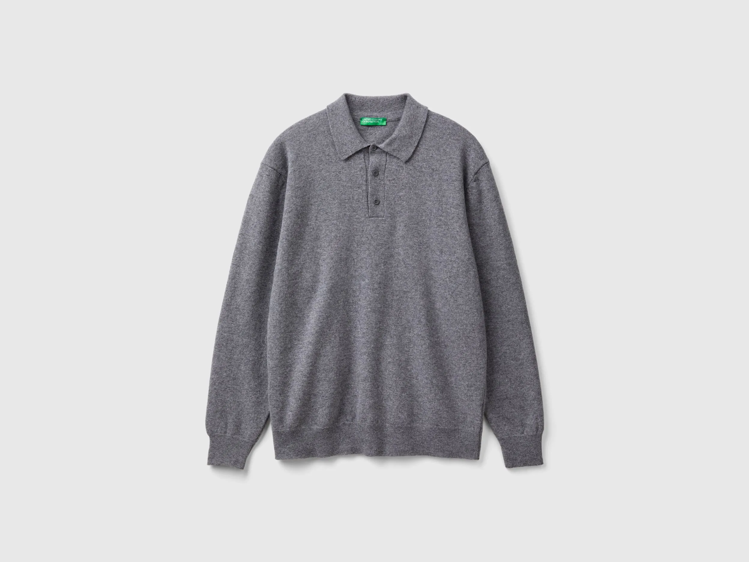 Polo gris foncé en pure laine mérinos