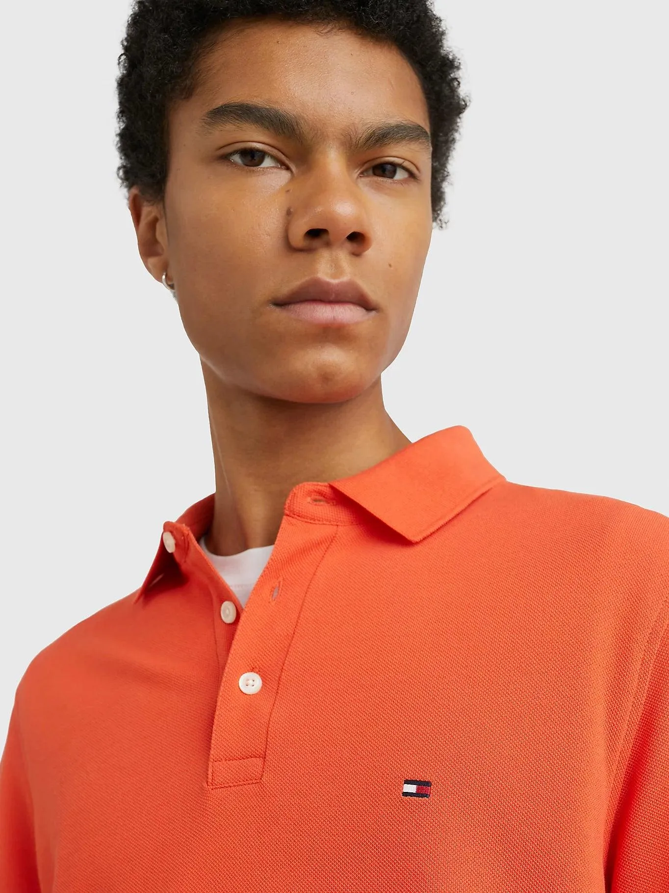 Polo Tommy Hilfiger ajusté orange en coton bio stretch