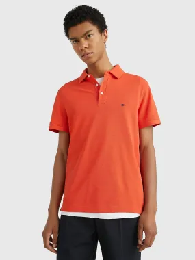 Polo Tommy Hilfiger ajusté orange en coton bio stretch