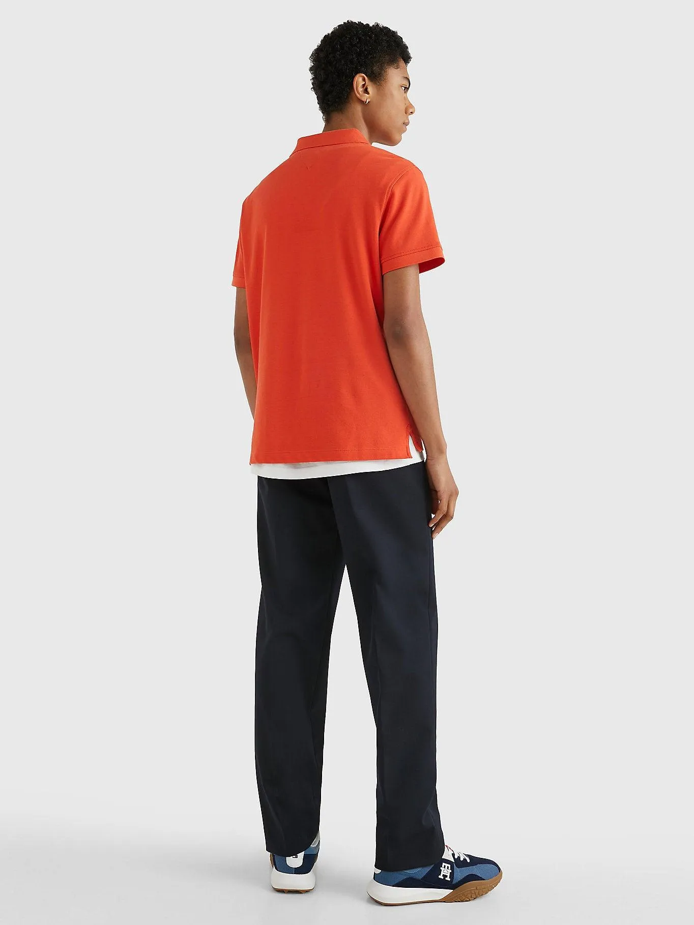 Polo Tommy Hilfiger ajusté orange en coton bio stretch