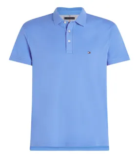 Polo Tommy Hilfiger coton biologique avec manches courtes et col boutonné bleu