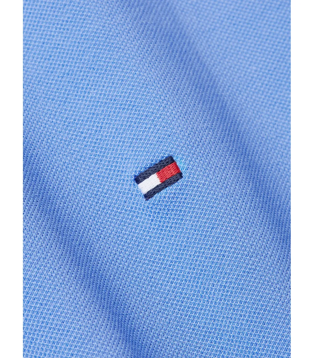 Polo Tommy Hilfiger coton biologique avec manches courtes et col boutonné bleu