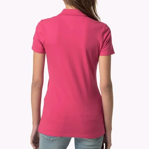 Polo Tommy Hilfiger femme en coton rose fushia