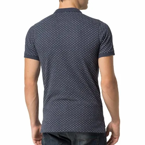 Polo Tommy Hilfiger homme modèle Kaz gris bleu à motifs