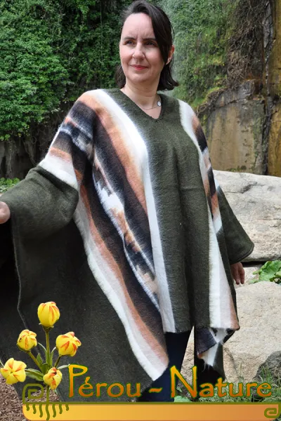 Poncho femme en laine d'alpaga