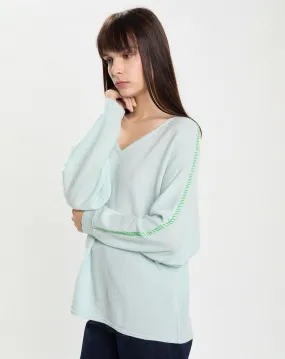 Pull 100% Cachemire Factuelle vert d'eau