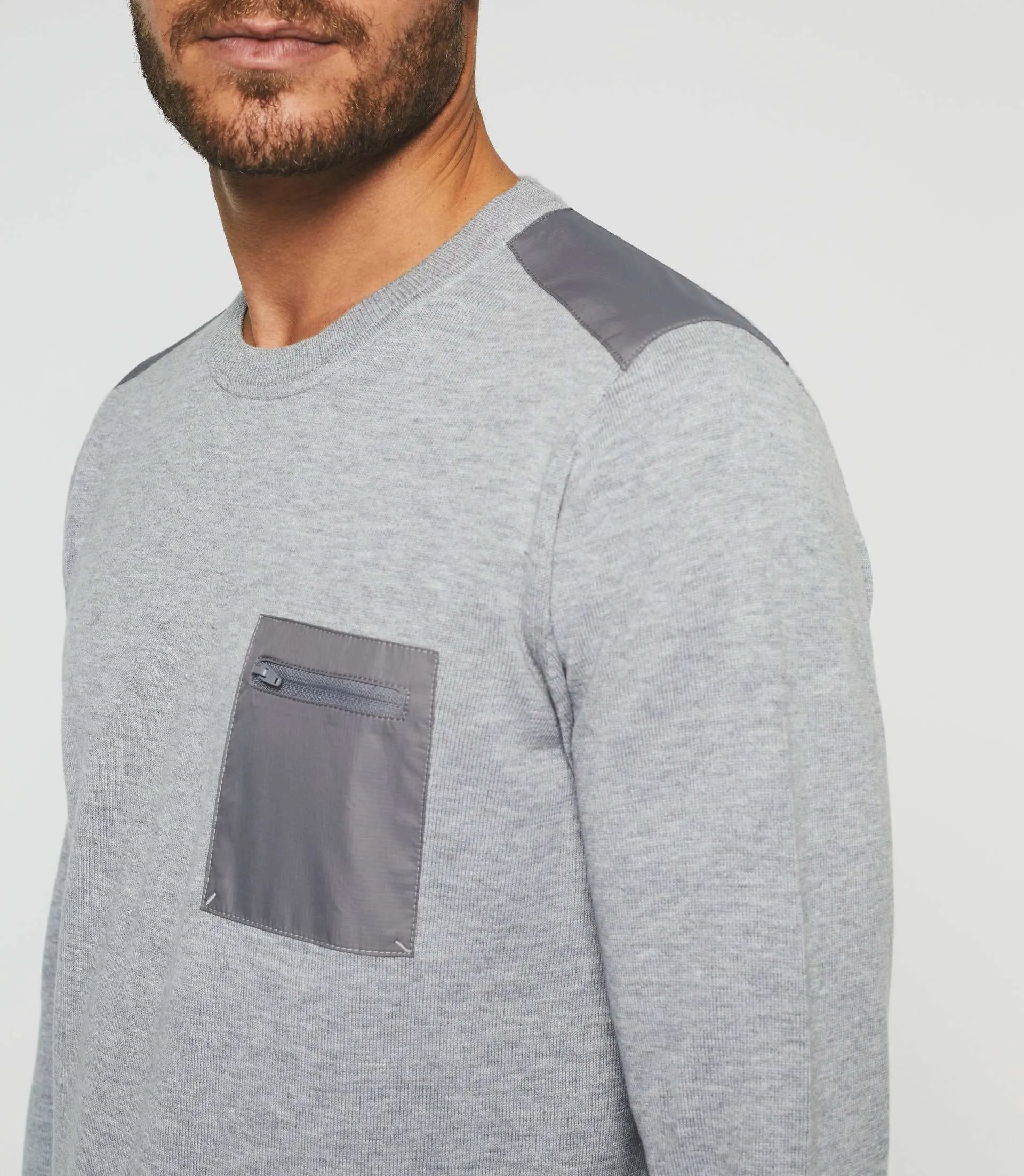 Pull col rond gris chiné Darius