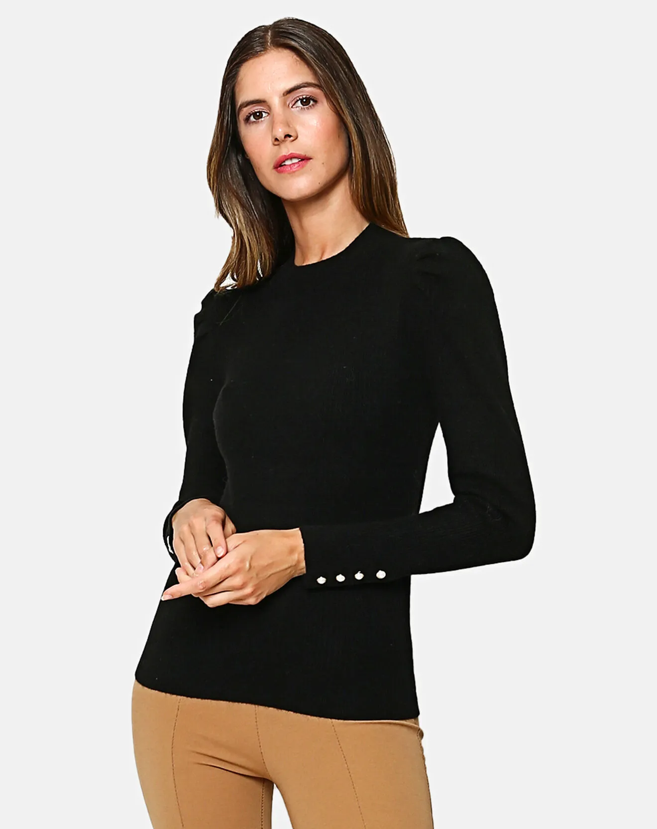 Pull Col rond Ileana en Cachemire & Soie noir