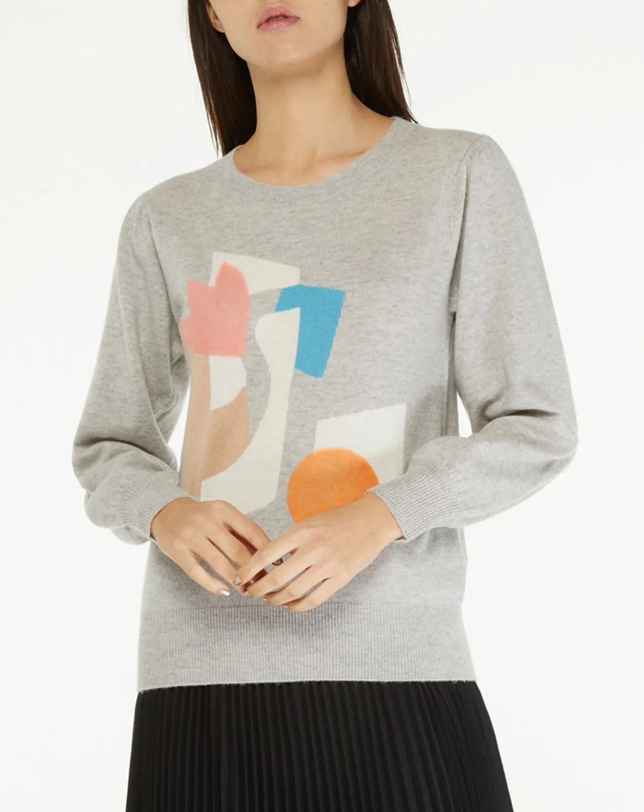 Pull en Laine & Cachemire Yuka col rond gris