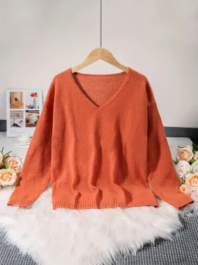 Pull en maille avec col en V