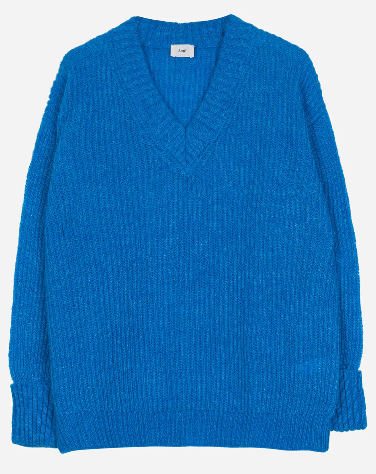 Pull en Maille mélangée Leena Col V bleu roi