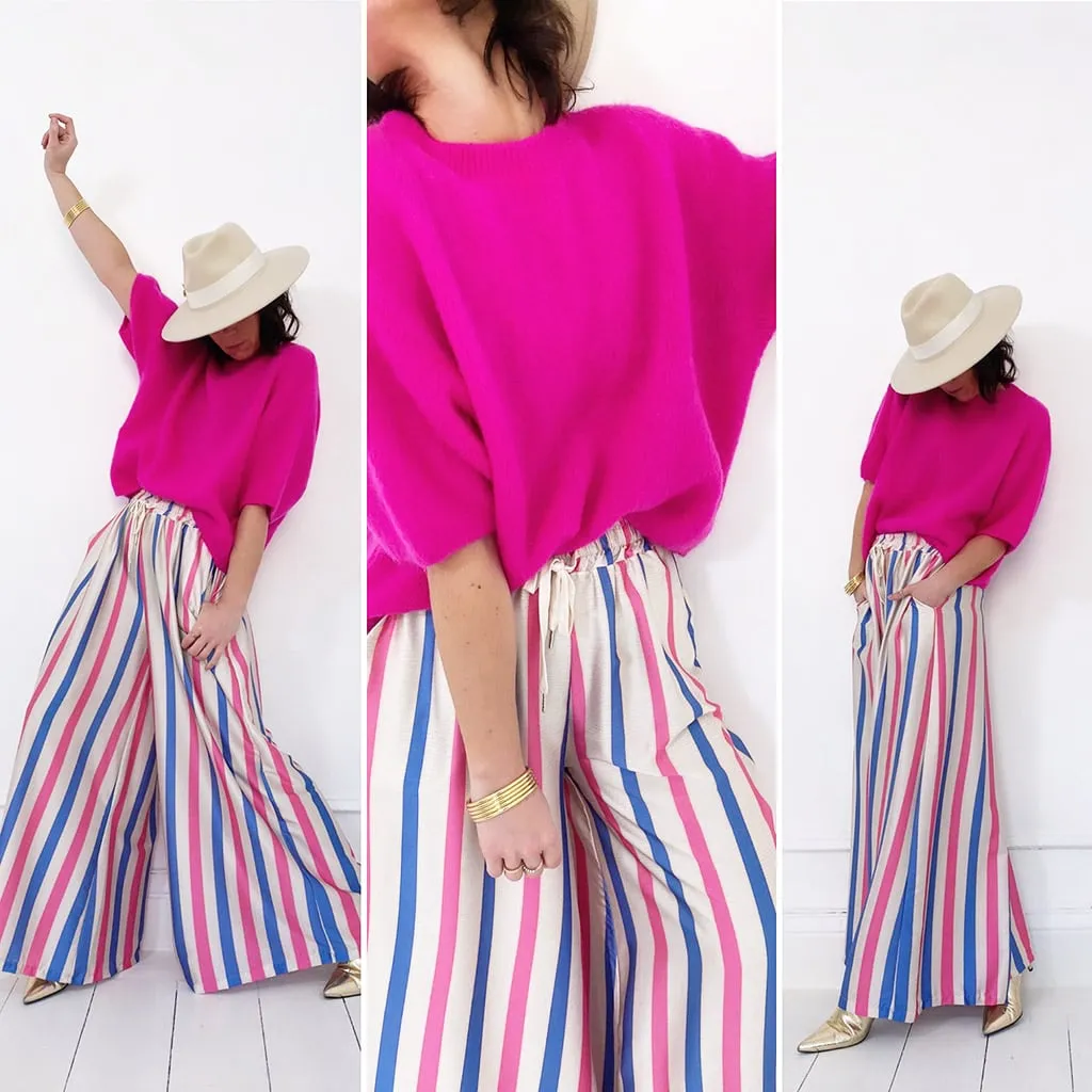 Pull fuchsia manches courtes