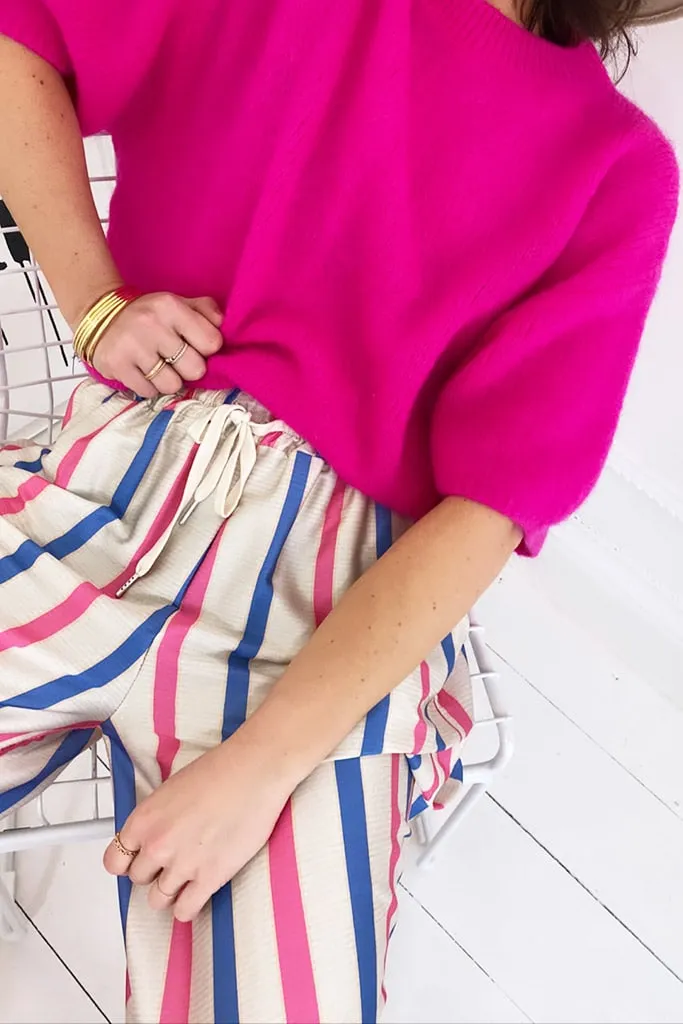 Pull fuchsia manches courtes