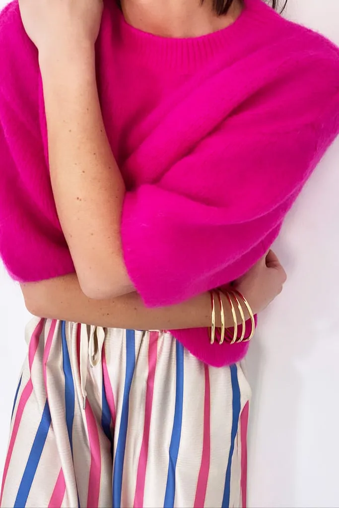 Pull fuchsia manches courtes