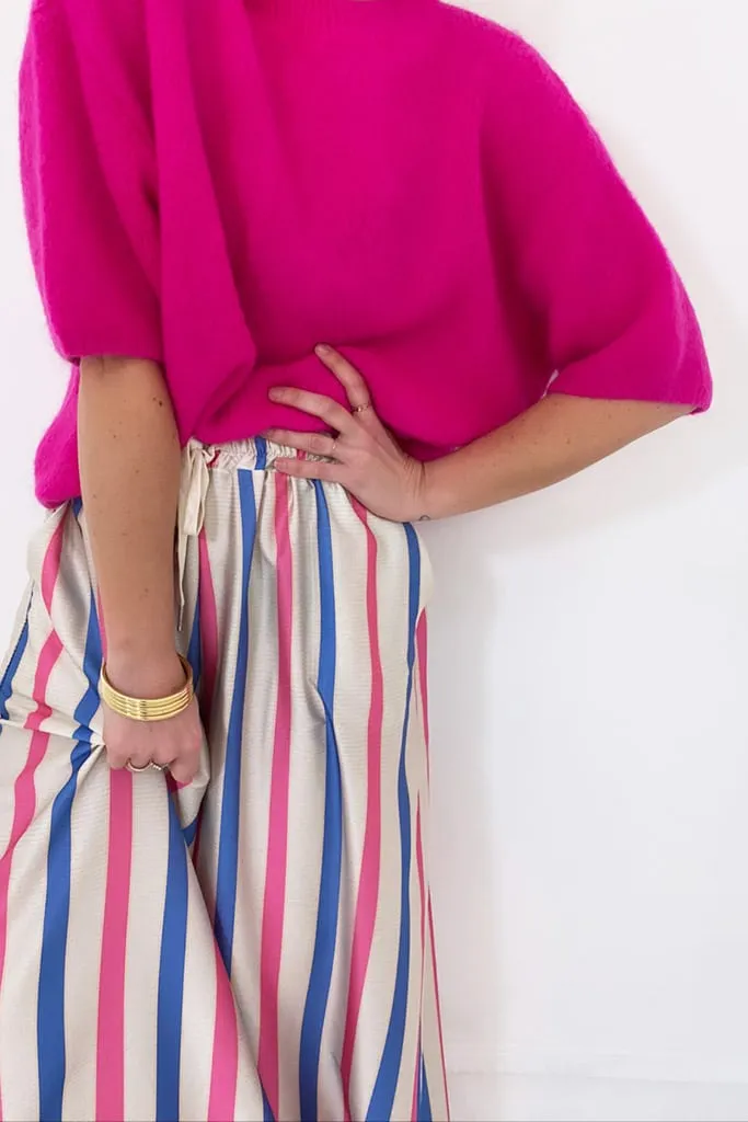 Pull fuchsia manches courtes