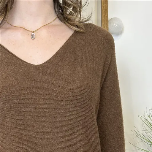 Pull Marron Sans Laine - Bleu Clair