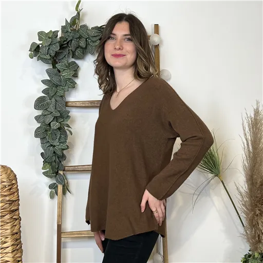 Pull Marron Sans Laine - Bleu Clair