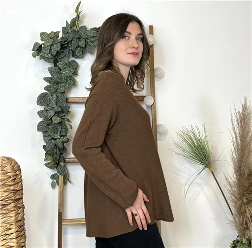 Pull Marron Sans Laine - Bleu Clair