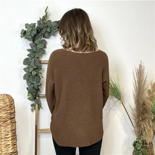 Pull Marron Sans Laine - Bleu Clair