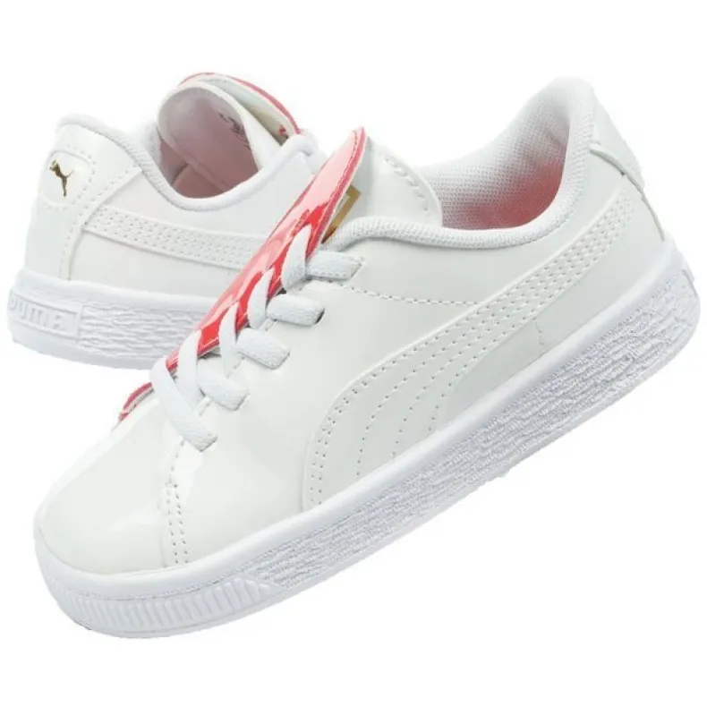 Puma Basket Crush Patent Bébé Jr 369676 01 blanche