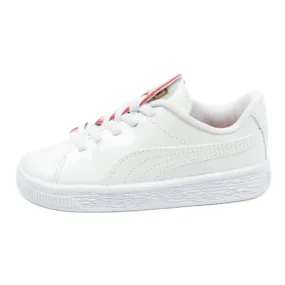 Puma Basket Crush Patent Bébé Jr 369676 01 blanche