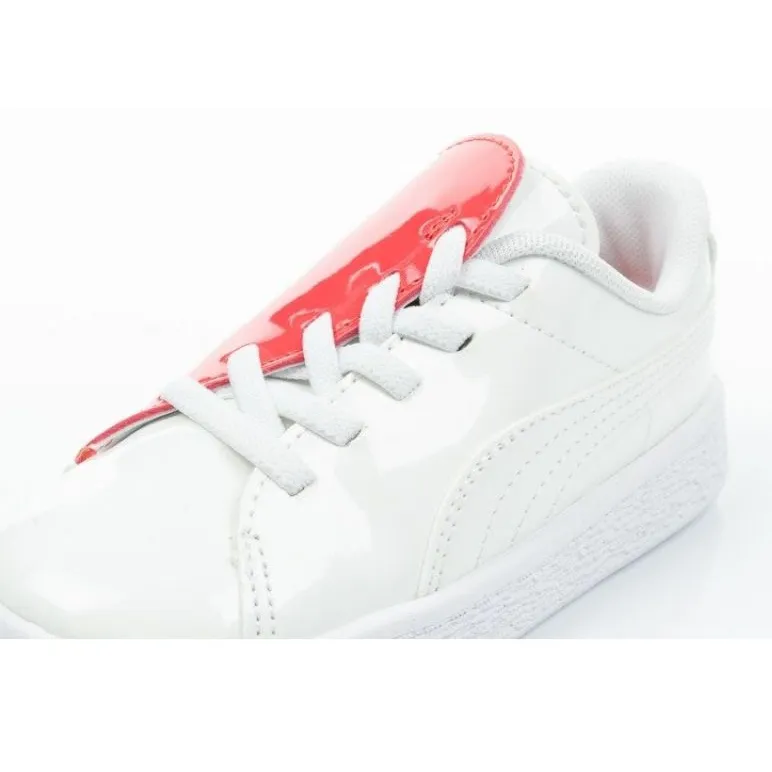 Puma Basket Crush Patent Bébé Jr 369676 01 blanche