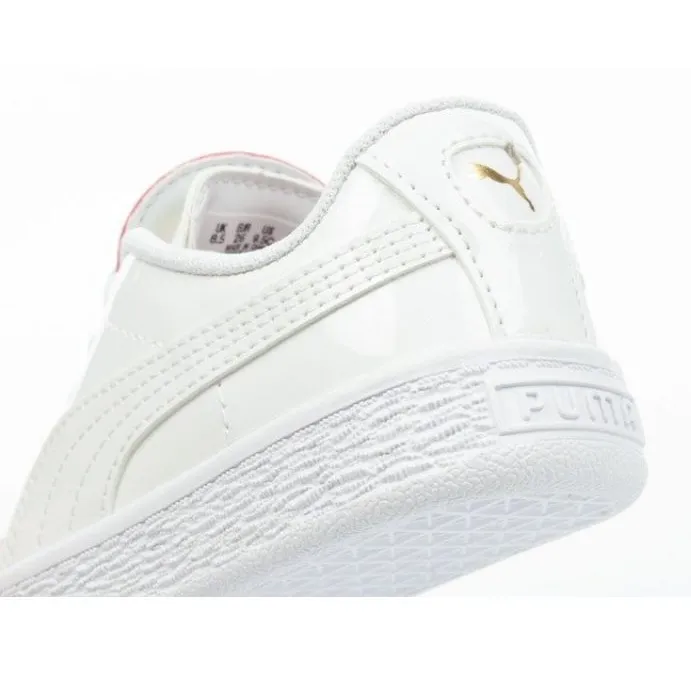 Puma Basket Crush Patent Bébé Jr 369676 01 blanche