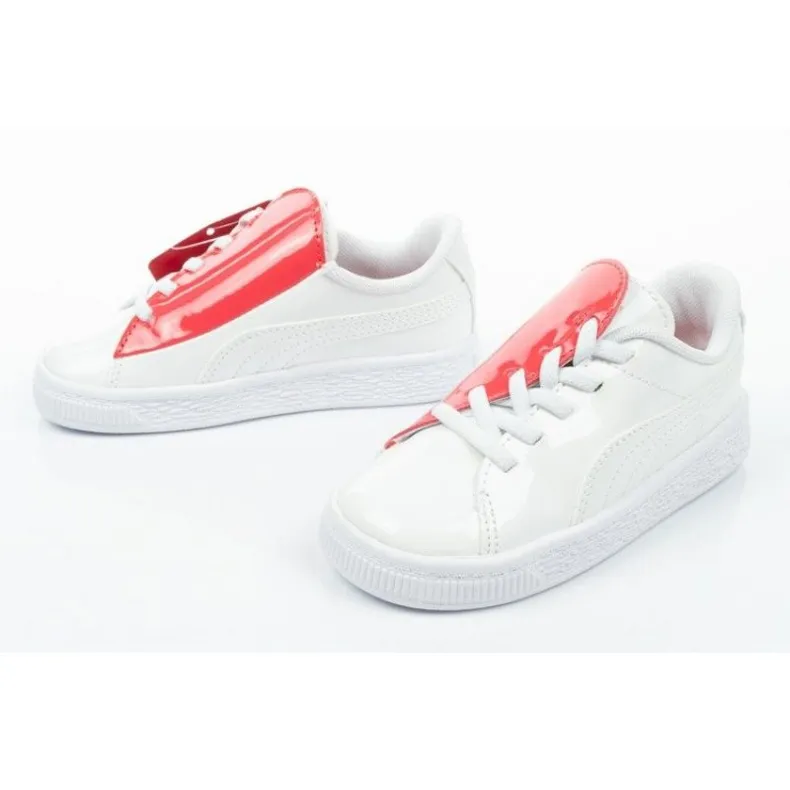 Puma Basket Crush Patent Bébé Jr 369676 01 blanche