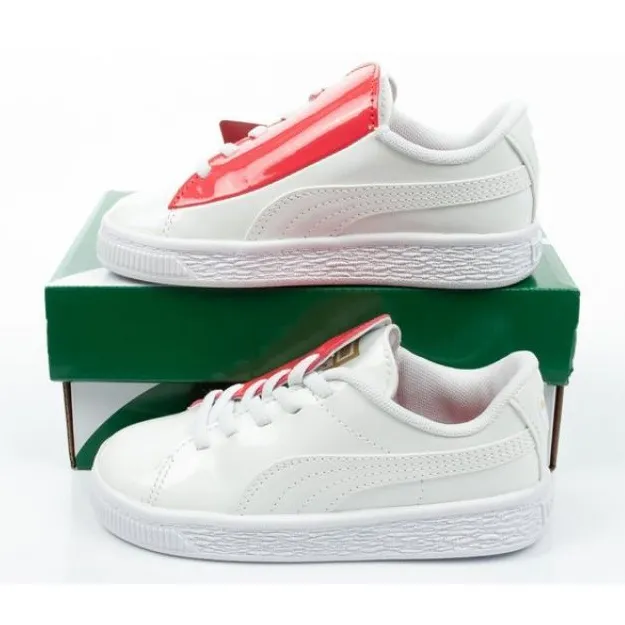 Puma Basket Crush Patent Bébé Jr 369676 01 blanche