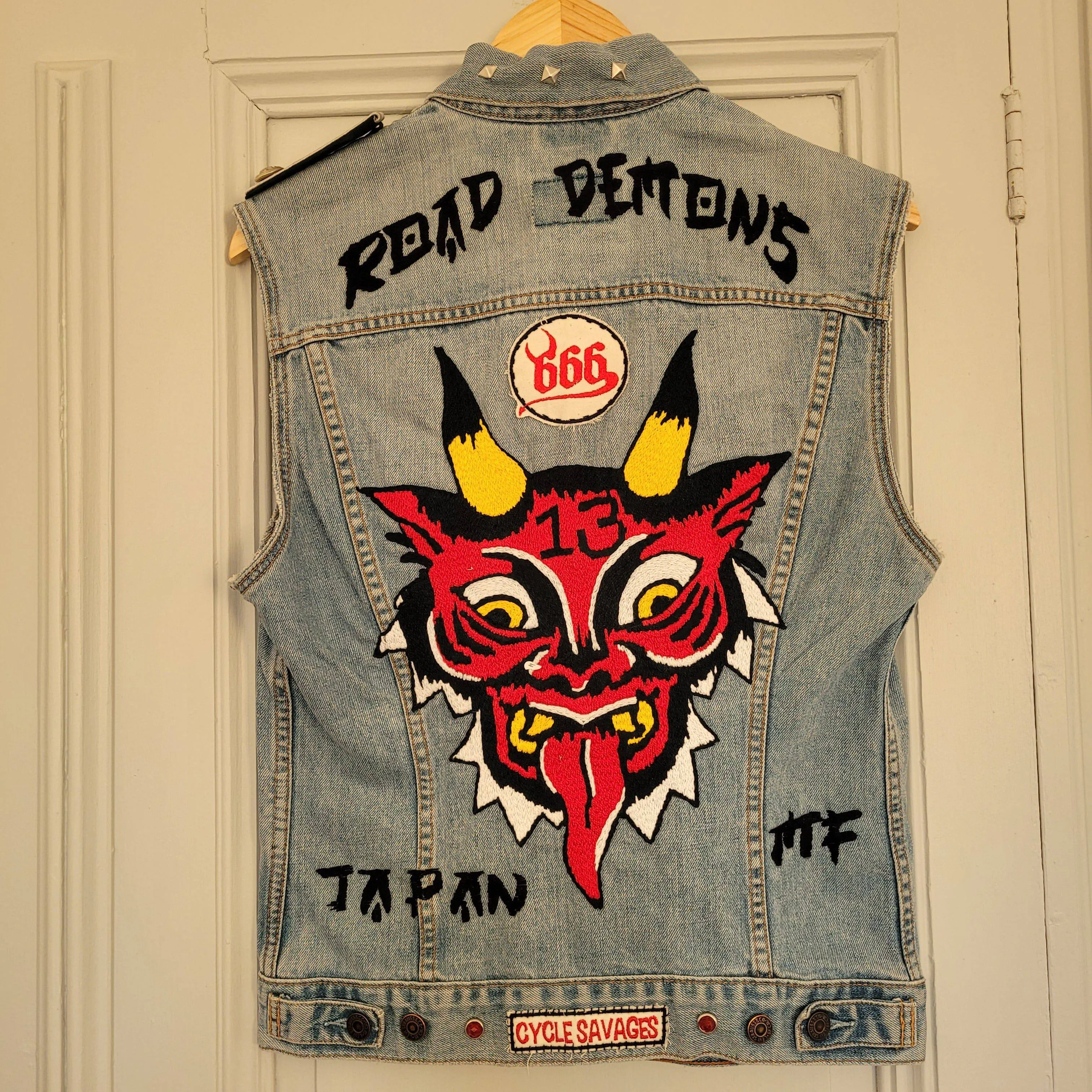 Road demons chainstitched by hand Levi's Jacket/ Veste levis vintage brodée main et patchée