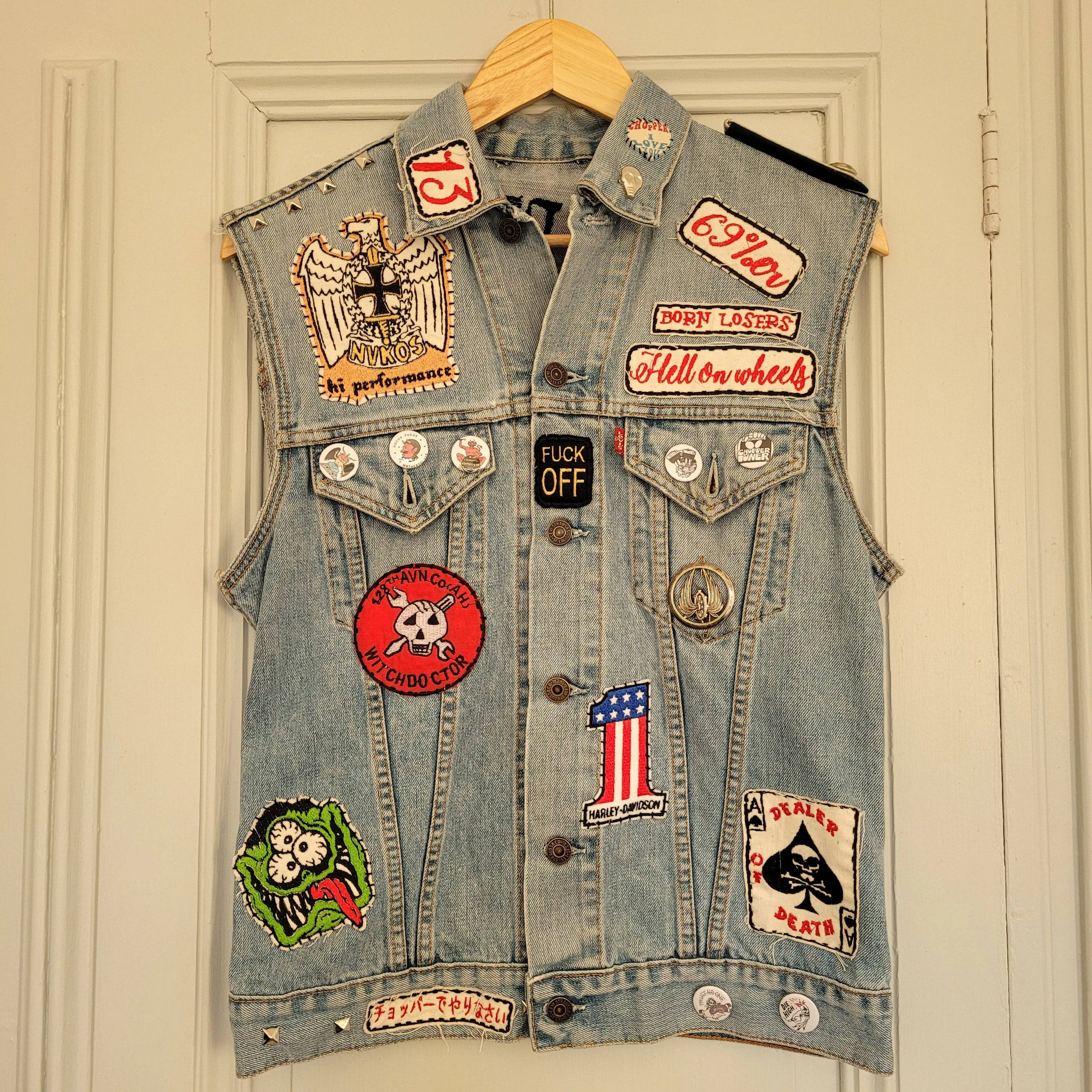 Road demons chainstitched by hand Levi's Jacket/ Veste levis vintage brodée main et patchée