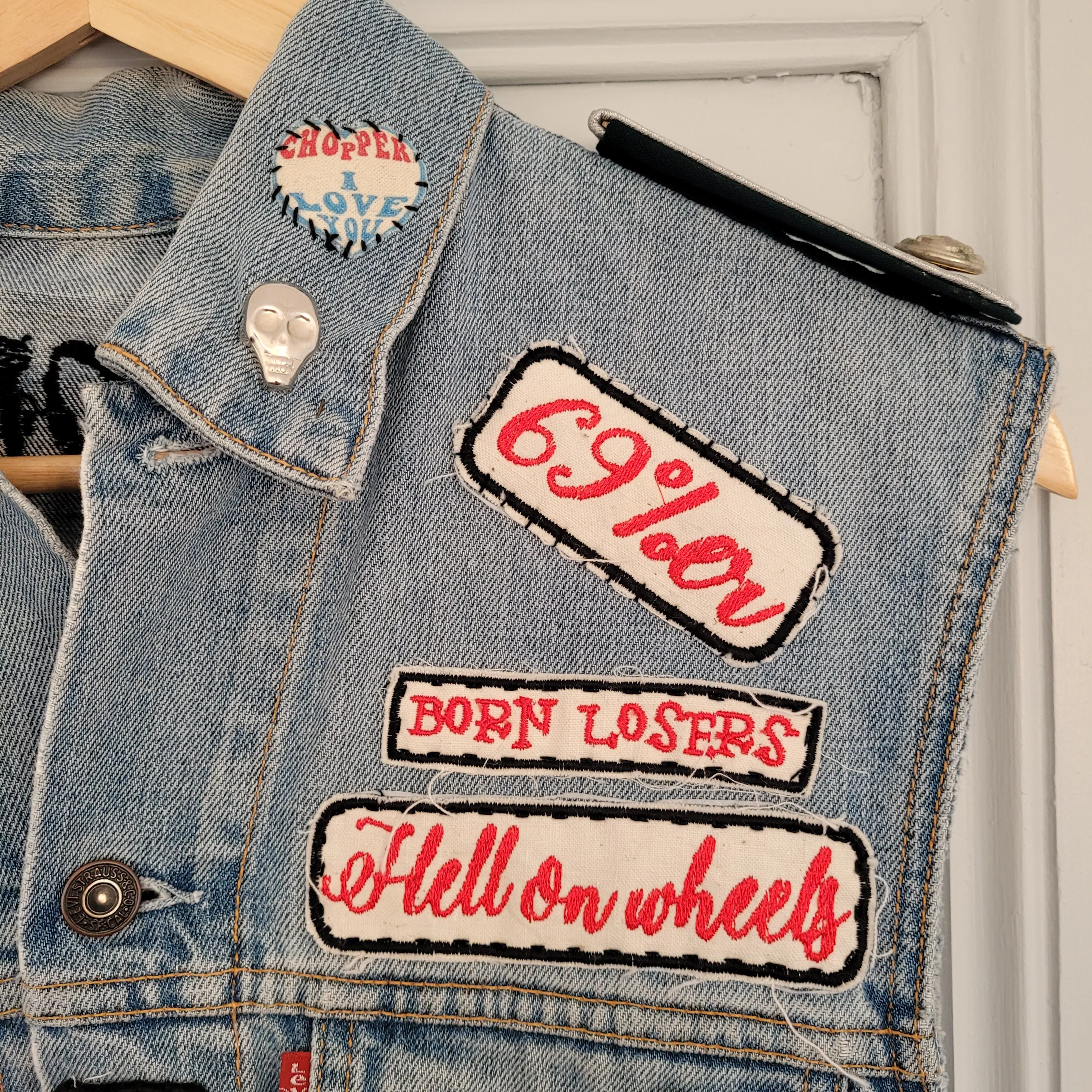 Road demons chainstitched by hand Levi's Jacket/ Veste levis vintage brodée main et patchée