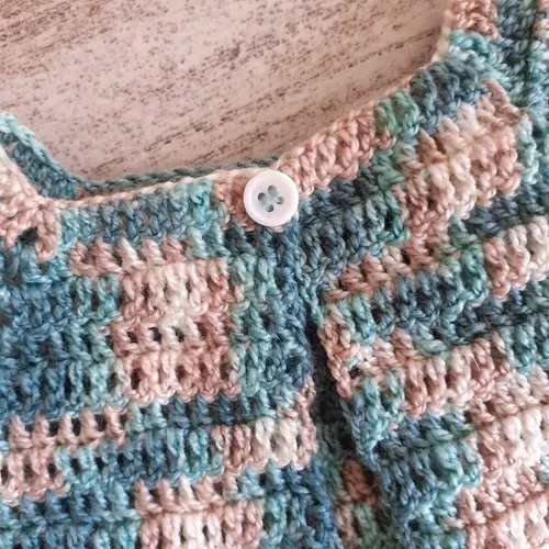 Robe bebe en coton au crochet  turquoise