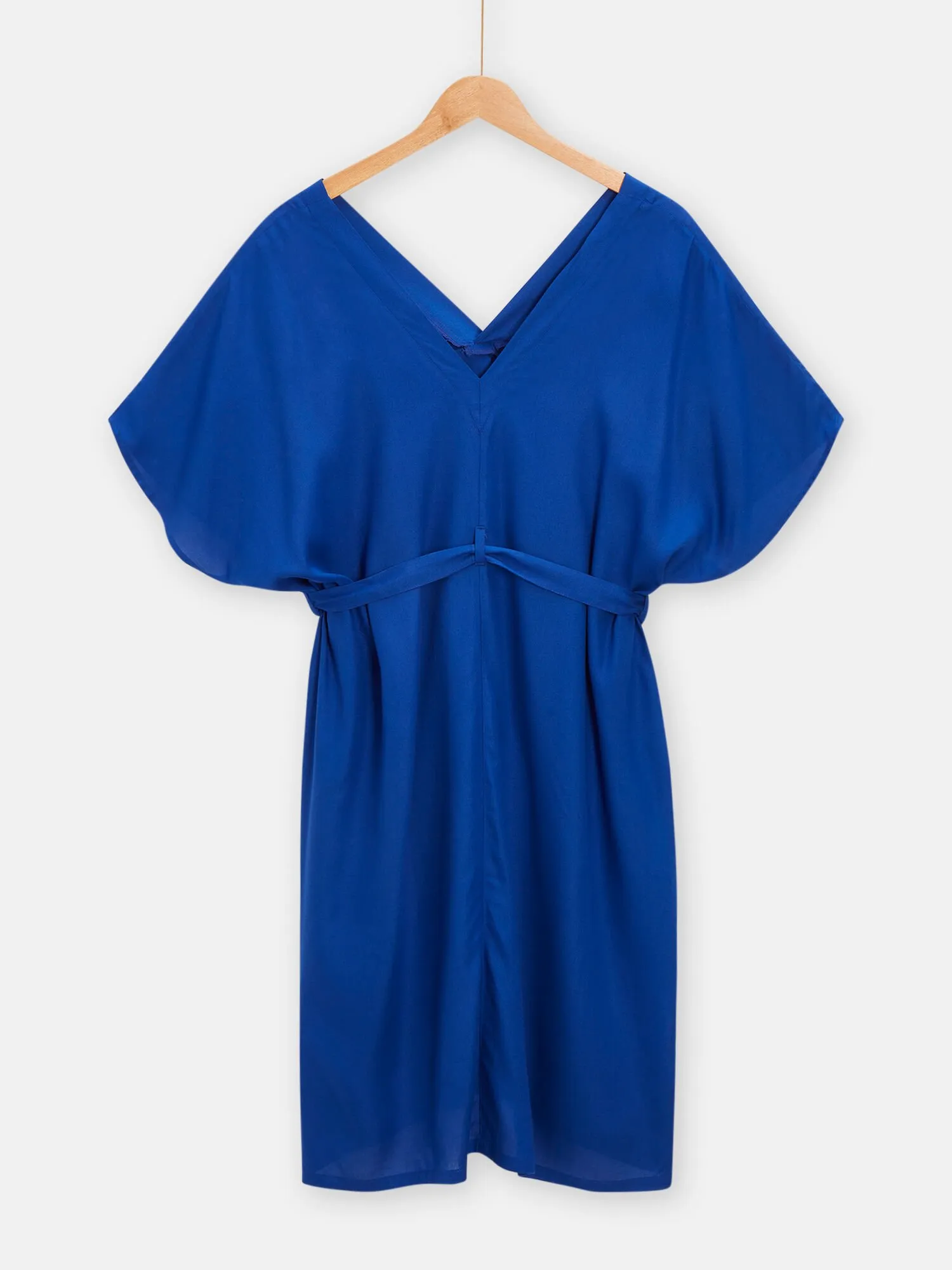 Robe bleu à broderies fleuries pour femme