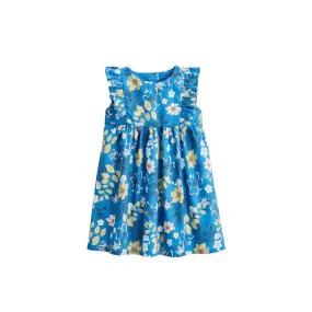 Robe bébé en popeline Flora bleu - Petit Beguin