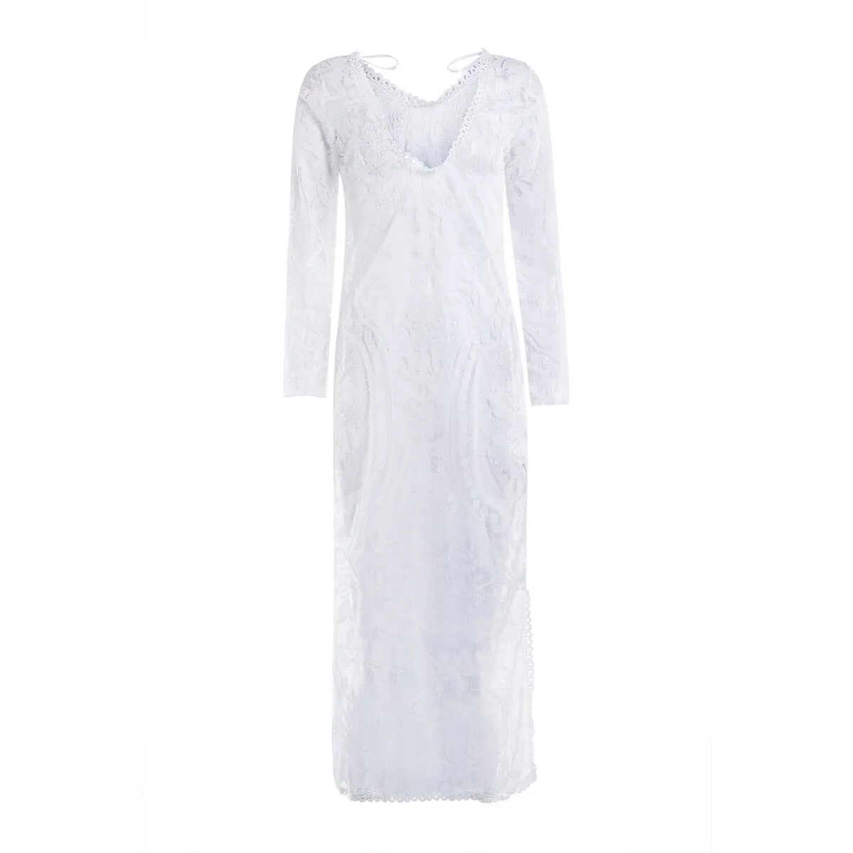 Robe de Plage Longue Dentelle Blanche