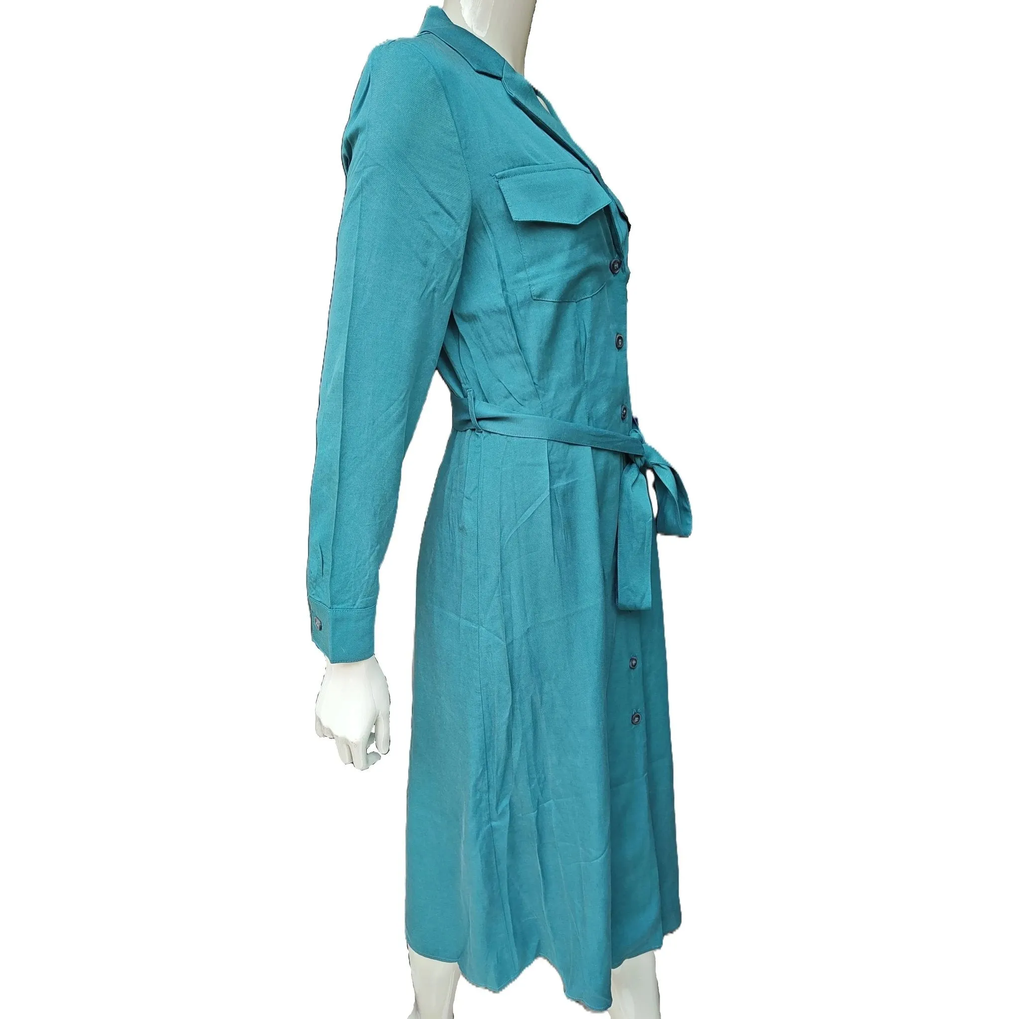 Robe - Longue - Vert émeraude - Boutonnée