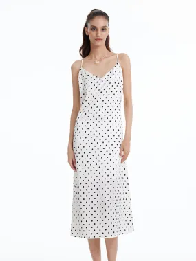 Robe longue à pois et bretelles fines